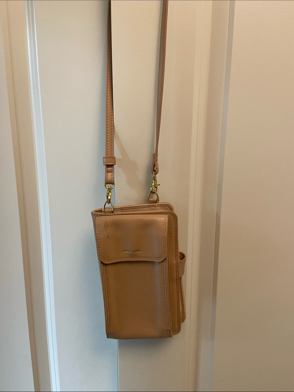 Pixie Mood Beige Vegan Leather Crossbody Phone Pouch